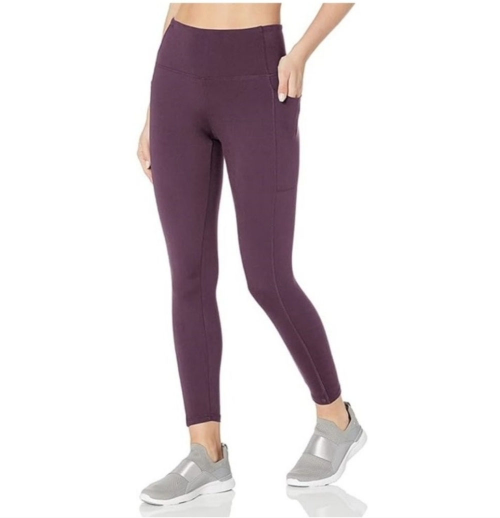 NWT Danskin Womens High Rise 7/8 Brushed Leggings‎ Purple(Black Cherry) S